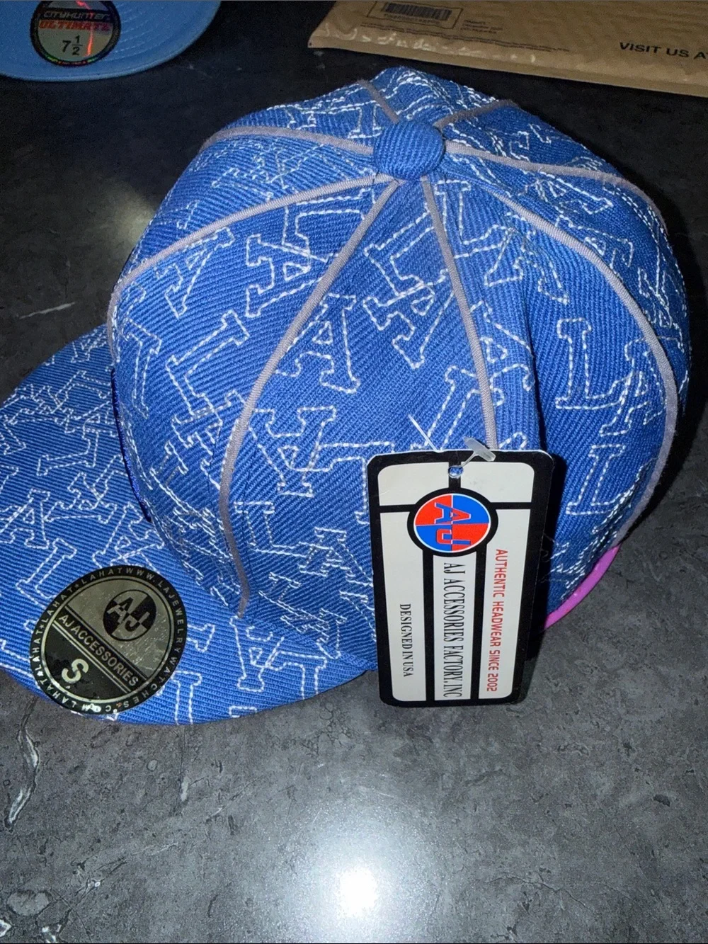 LA Embroidered Kids Snapback Hat - Blue